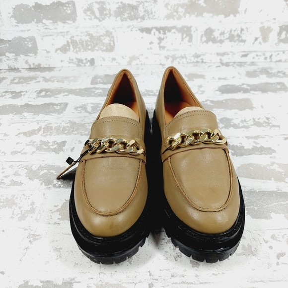 New Crevo Francine Taupe Leather Chunky Sole Slip On Loafers X27 - Picture 3 of 11